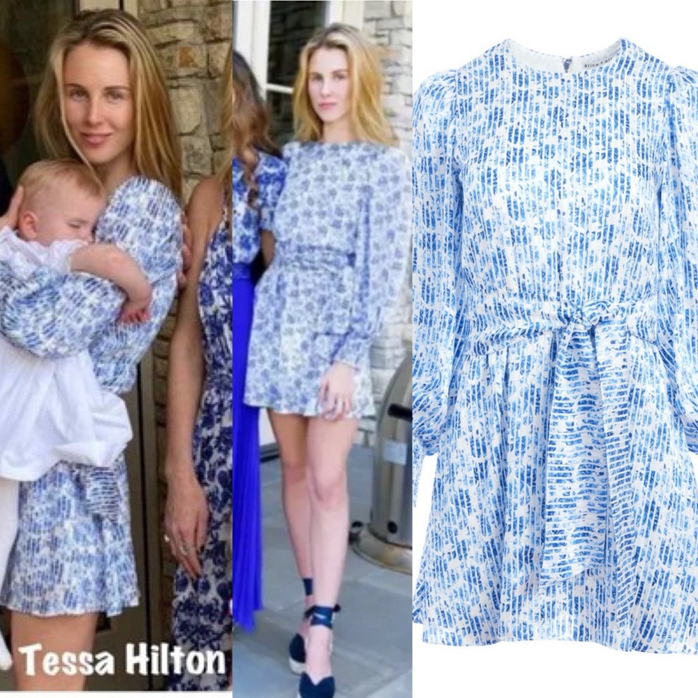Alice + Olivia $495 MOLLI Belted Floral Mini Dress Rich Fabric US 4